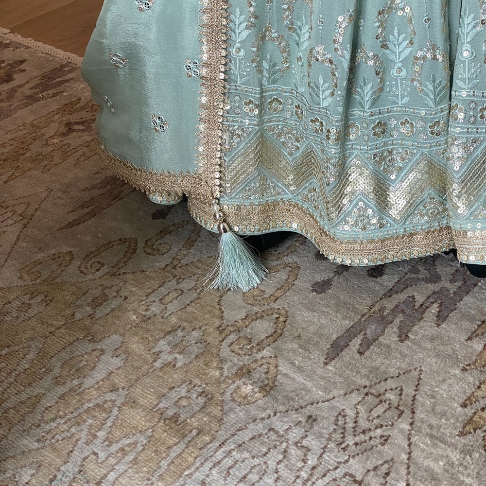 Stunning Brand New Sea Green Indian Gown w/ Dupatta XS - Picture 8 of 9
